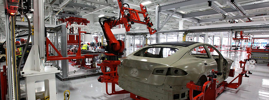 Automatisierte Produktion bei dem US-Elektroautohersteller Tesla.
