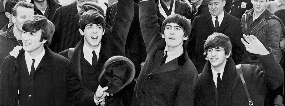 Die Beatles am Kennedy Airport, Febnruar 1964.