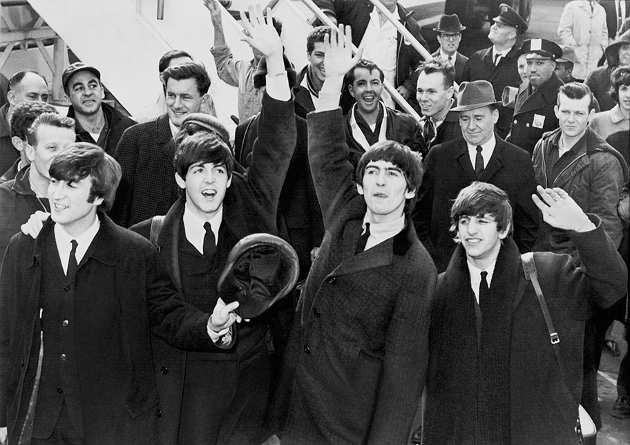 Die Beatles am Kennedy Airport, Febnruar 1964.