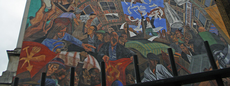 The mural on Cable Street in London, dedicated to the Battle of Cable Street.