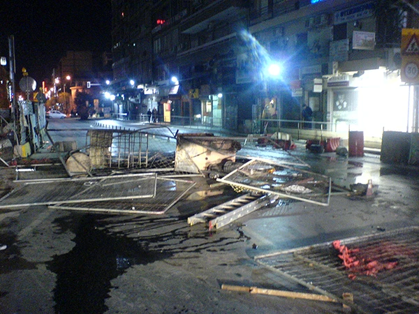 A barricade from the 8th December 2008 riot in Thessaloniki.