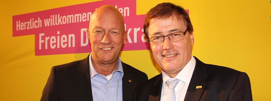 Thomas L. Kemmerich und Gerald Ullrich auf dem Landesparteitag der FDP Thüringen am 19. November 2017 in Eisenach.