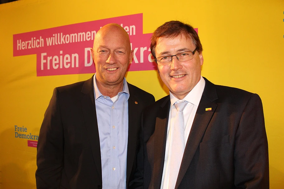 Thomas L. Kemmerich und Gerald Ullrich auf dem Landesparteitag der FDP Thüringen am 19. November 2017 in Eisenach.