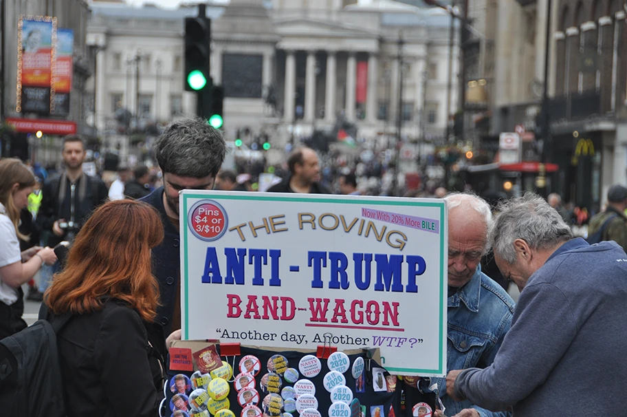 Demonstration von Trump Gegnern anlässlich seines Besuches in London, Juni 2019.