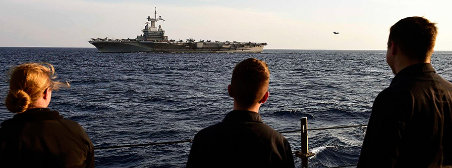 Europäische Luftangriffe auf den ISder französische Flugzeugträger Charles de Gaulle im östlichen Mittelmeer, Oktober 2016.