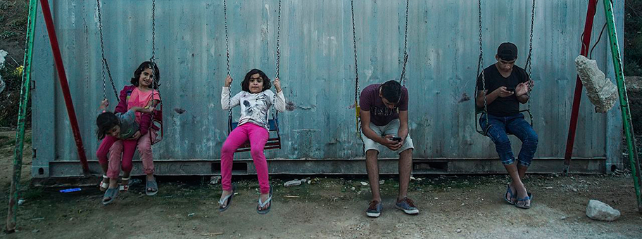 Kinder im Flüchtlingscamp Vial auf der Insel Chios, Griechenland, September 2016.