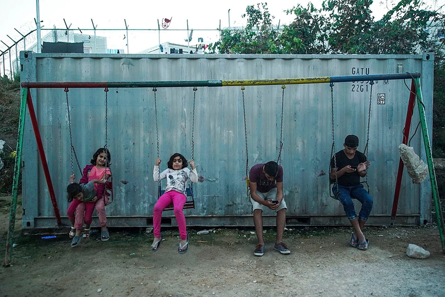 Kinder im Flüchtlingscamp Vial auf der Insel Chios, Griechenland, September 2016.