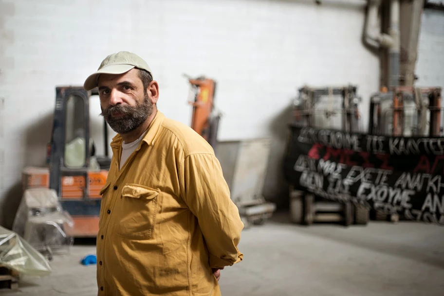 Arbeiter in der selbstverwalteten Fabrik Viomechaniki in Thessaloniki.