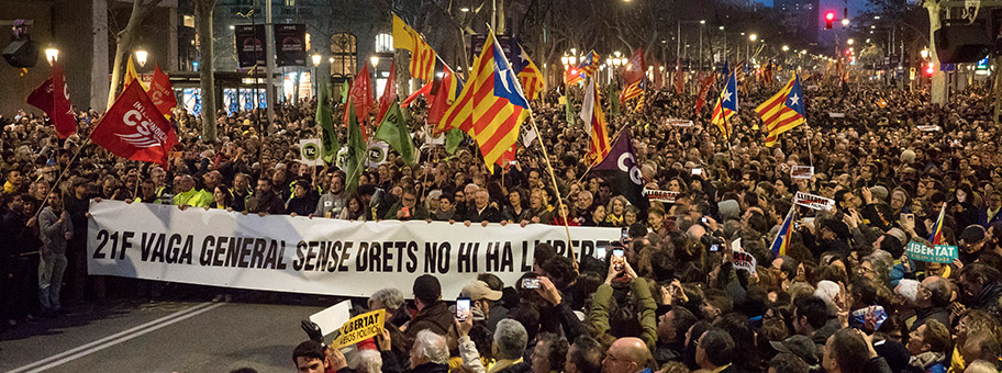 Generalstreik in Barcelona, Februar 2019.