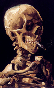 Van Gogh's Totenkopf mit Zigarette.