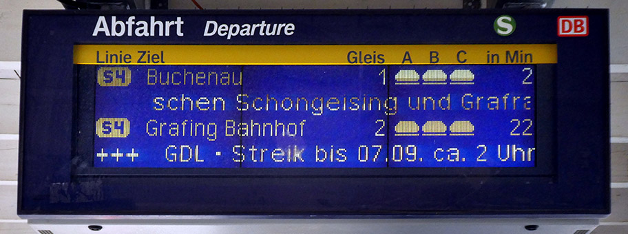 Vaterstetten, S-Bahnhof während des auf fünf Tage angesetzten Streiks der GDL, September 2021.