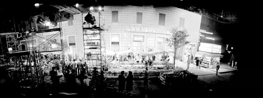 Set in Cinecittà für den Film „Das süsse Leben”, Juni 1959.