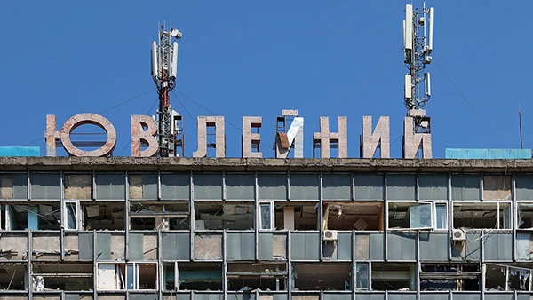 Zerstörtes Gebäude in Winnyzja (Ukraine), nach einem russischen Angriff, Juli 2022.