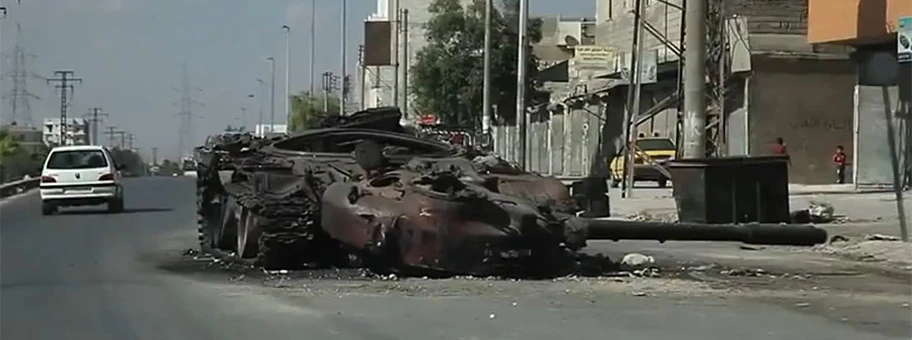 Zerstörter T-72 Panzer in Syrien.