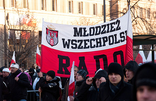 Mitglieder der «Allpolnischen Jugend» (Młodzież Wszechpolska, MW) am «Marsch der Unabhängigkeit» 2011 in Warschau.