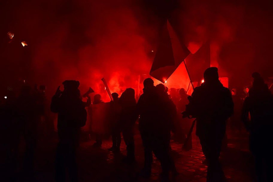 Anti-Akademikerball-Demo der Offensive gegen Rechts am 30. Jänner 2015.