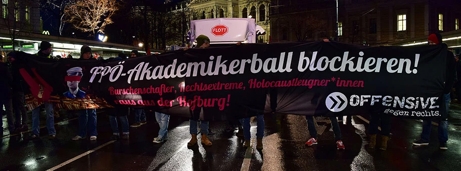 Anti-Akademikerball-Demo der Offensive gegen Rechts am 30. Jänner 2015.