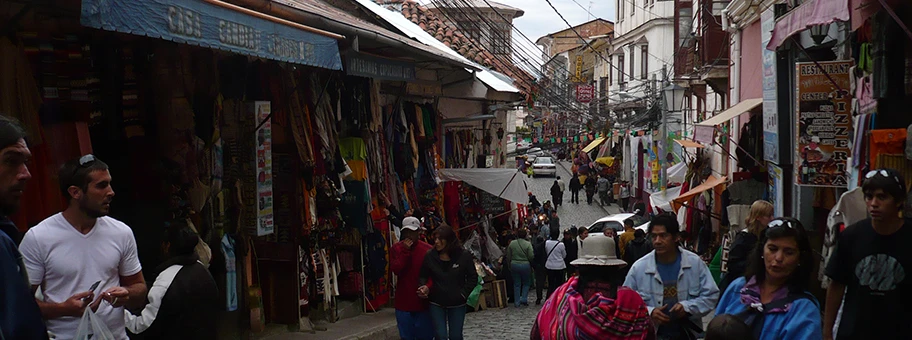 Marktstrasse in La Paz, Bolivien.