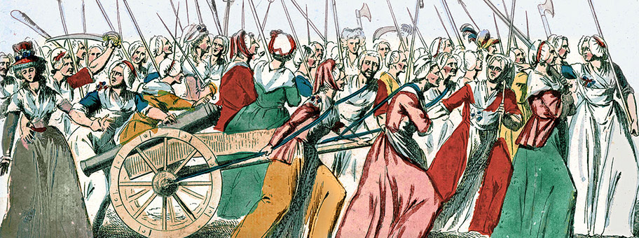 Darstellung des Zuges der Frauen nach Versailles während der Französischen Revolution im Oktober 1789.