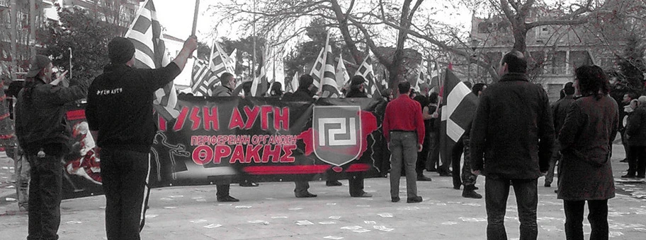 Demonstration von Chrysi Avyi (goldene Morgenröte) in Komotini, Griechenland, Dezember 2010.