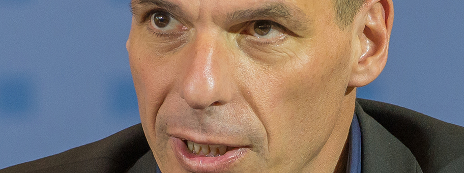 Der griechische Finanzminister Yanis Varoufakis bei der Pressekonferenz anlässlich des Treffens mit Bundesfinanzminister Dr.