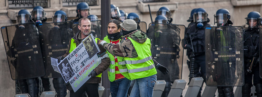Demo der GiletsJaunesBewegung in Paris, Februar 2019.