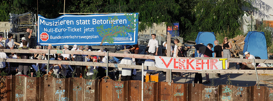 Protestaktion gegen den Bau der A100 in Berlin, August 2022.