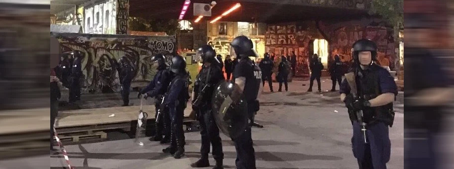 Grosseinsatz der Polizei in der Reitschule Bern.