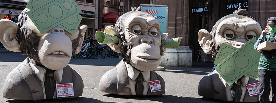 Aktion gegen die Schweizerische Nationalbank in Basel, September 2020.