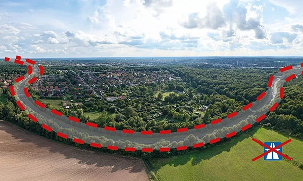 Fotomontage Stadtautobahn A39.