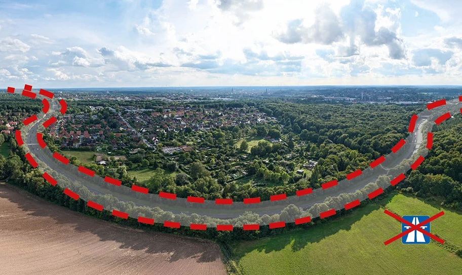 Fotomontage Stadtautobahn A39.