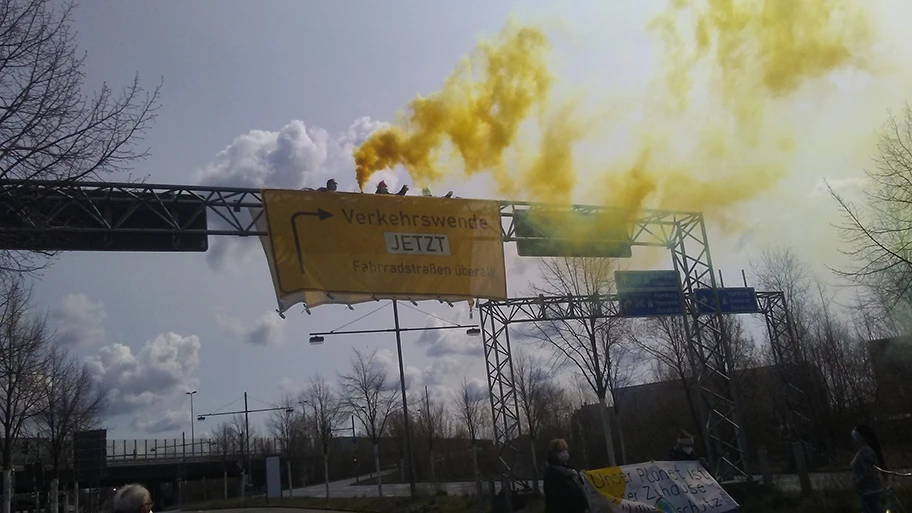 Blockade in Bremen, 15. April 2021.