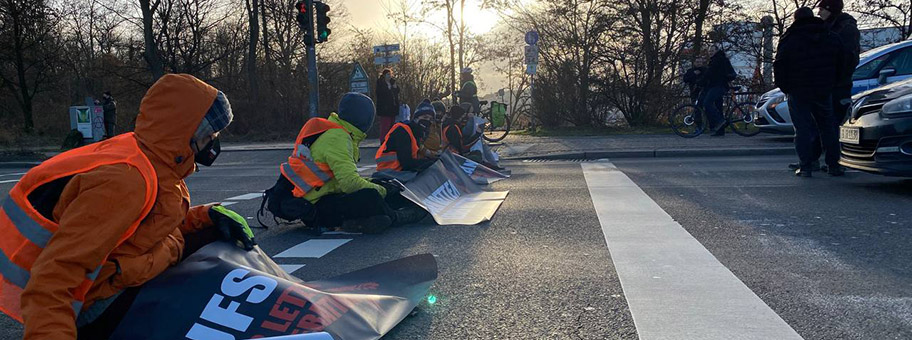 Blockade der A100 am 28.01.2022.