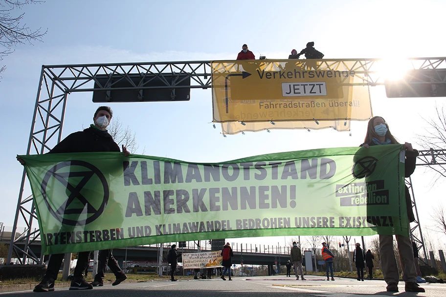 Verkehrswende Blockade in Bremen, 15. April 2021.