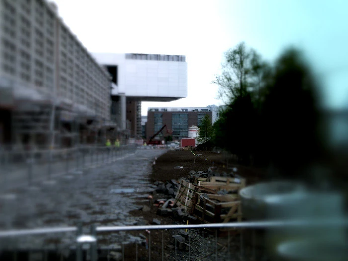 Baustelle der Europäischen Zentralbank in Frankfurt.