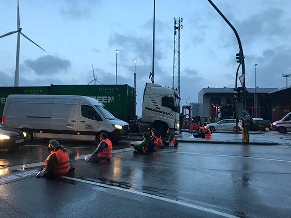 Hafenblockade in Hamburg, 21. Februar 2022.