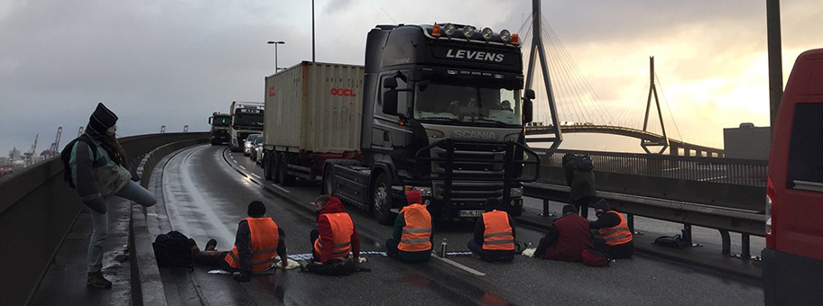 Hafenblockade in Hamburg, 21. Februar 2022.