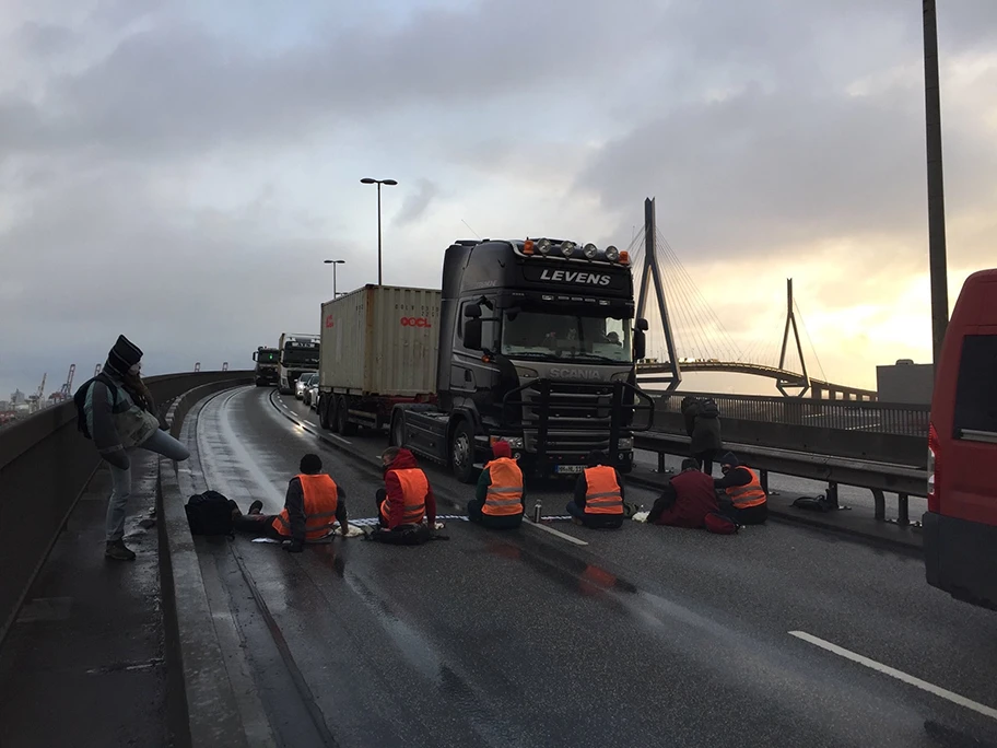 Hafenblockade in Hamburg, 21. Februar 2022.