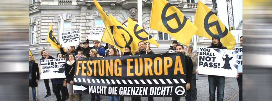 Demonstration der rechtsextremen Identitären Bewegung Österreichs gegen die Einwanderungspolitik Österreichs sowie jener der Europäischen Union.