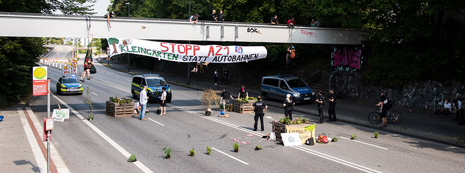 Blockade der B404 in Kiel.
