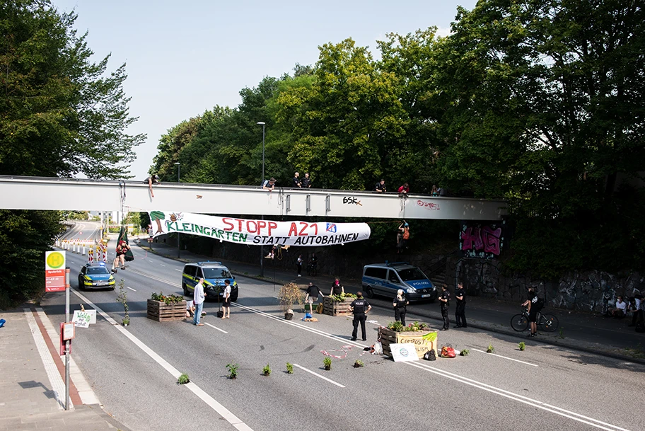 Blockade der B404 in Kiel.