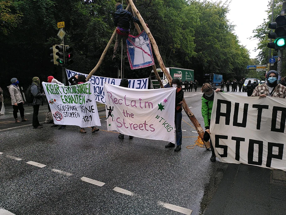 Blockade der B404 in Kiel, September 2021.