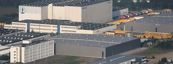 Lagerhaus von Kühne und Nagel im Hamburger Hafen.