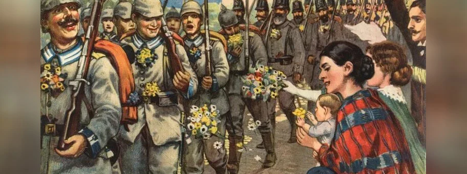 Mobilmachung deutscher Soldaten im 1. Weltkrieg.