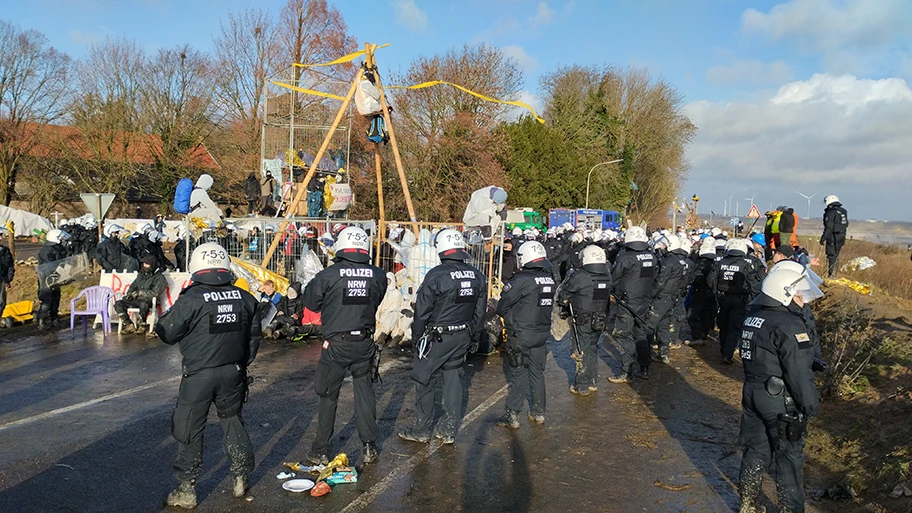 Räumung eines sogenannten Tripods in Lützerath, Januar 2023.