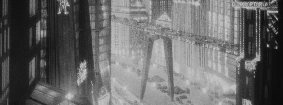 Die fiktive Stadt Metropolis (aus dem gleichnamigen Film von 1927) kurz bevor sie durch Sabotage der Arbeiterschaft an der 
