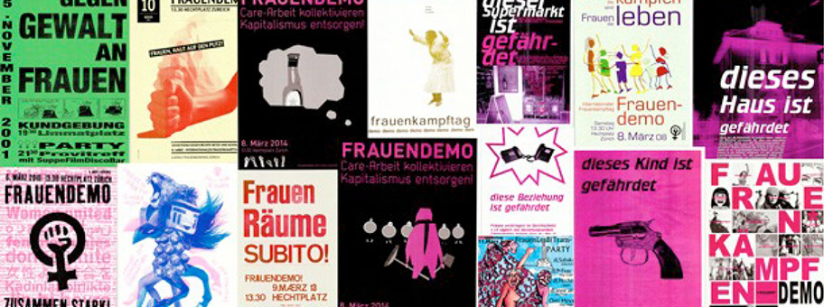 Bewegte Geschichte – einige Plakate des Zürcher Frauen*bündnisses.