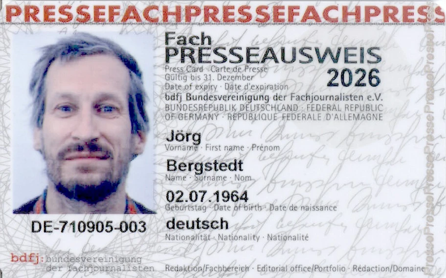 Presseausweis von Jörg Bergstedt.
