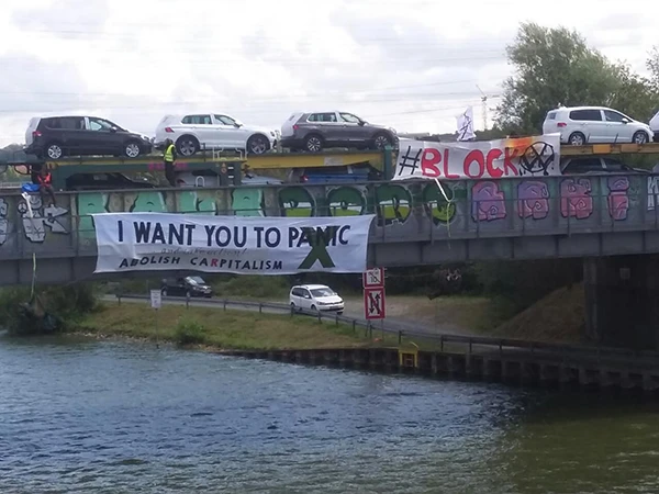 Blockade in Wolfsburg, August 2019.