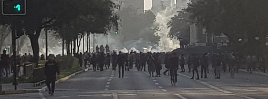 Santiago de Chile während den Unruhen, Oktober 2019.